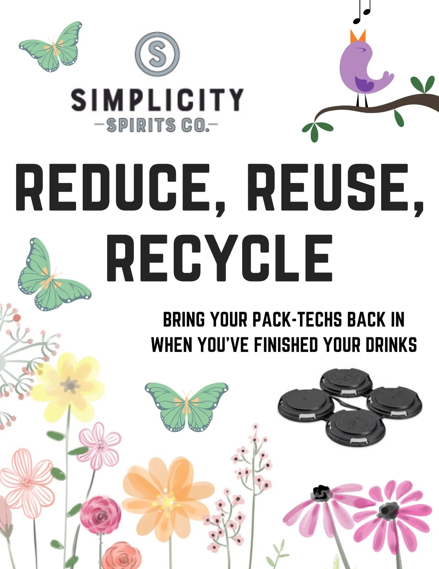 Happy Earth Day! Remember that you can recycle your pack-techs at Simplicity so they can get reused ♻️ hope y&rsquo;all are enjoying some time outside today! 🌎