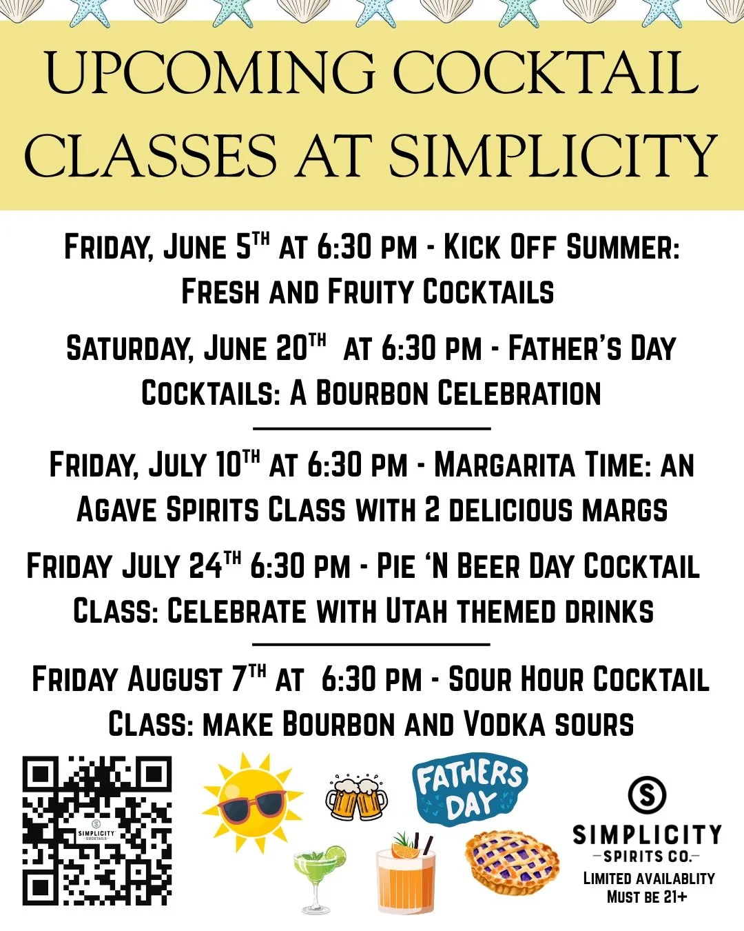 A lineup of never-ending fun! Join us for some summer cocktail classes 😎