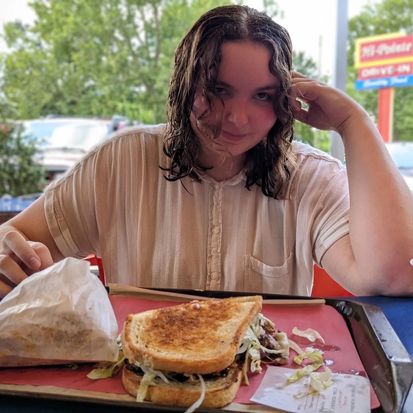 Went to the Hi Pointe Drive in, yesterday with my girlfriend @alyssaspecht20 and we had a great time. The burgers were good and the sweet potato tater tots were amazing. If you go though try to find a time where they're not super busy because it gets