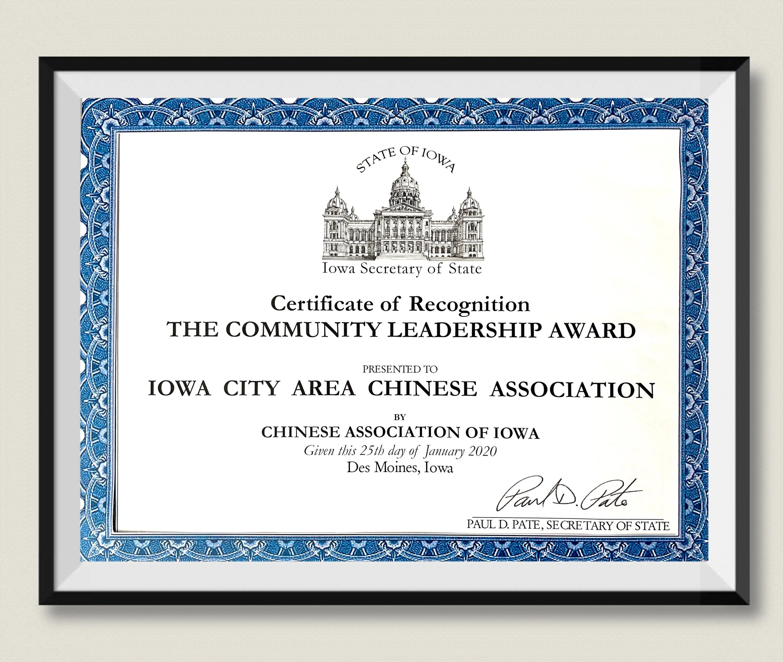 Community Award — Iowa City Area Chinese Association
