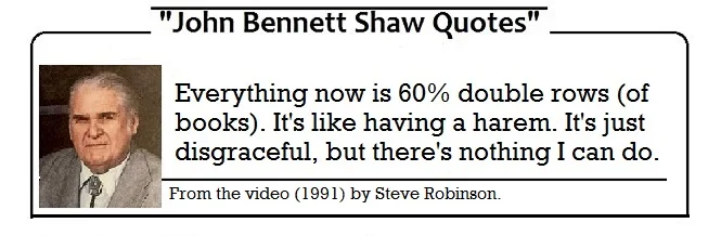 Shaw faking embarrassment on the number of volumes in the library in 1991.