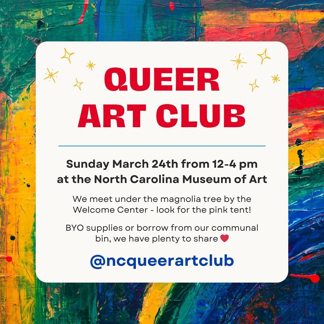 We&rsquo;re back baby!!! After taking a brief hiatus over the winter to rest and recharge, we&rsquo;re super excited to be back to creating with our community ❤️ Our first meeting of 2024 will be on Sunday, March 24th at the @ncartmuseum ! Come alone