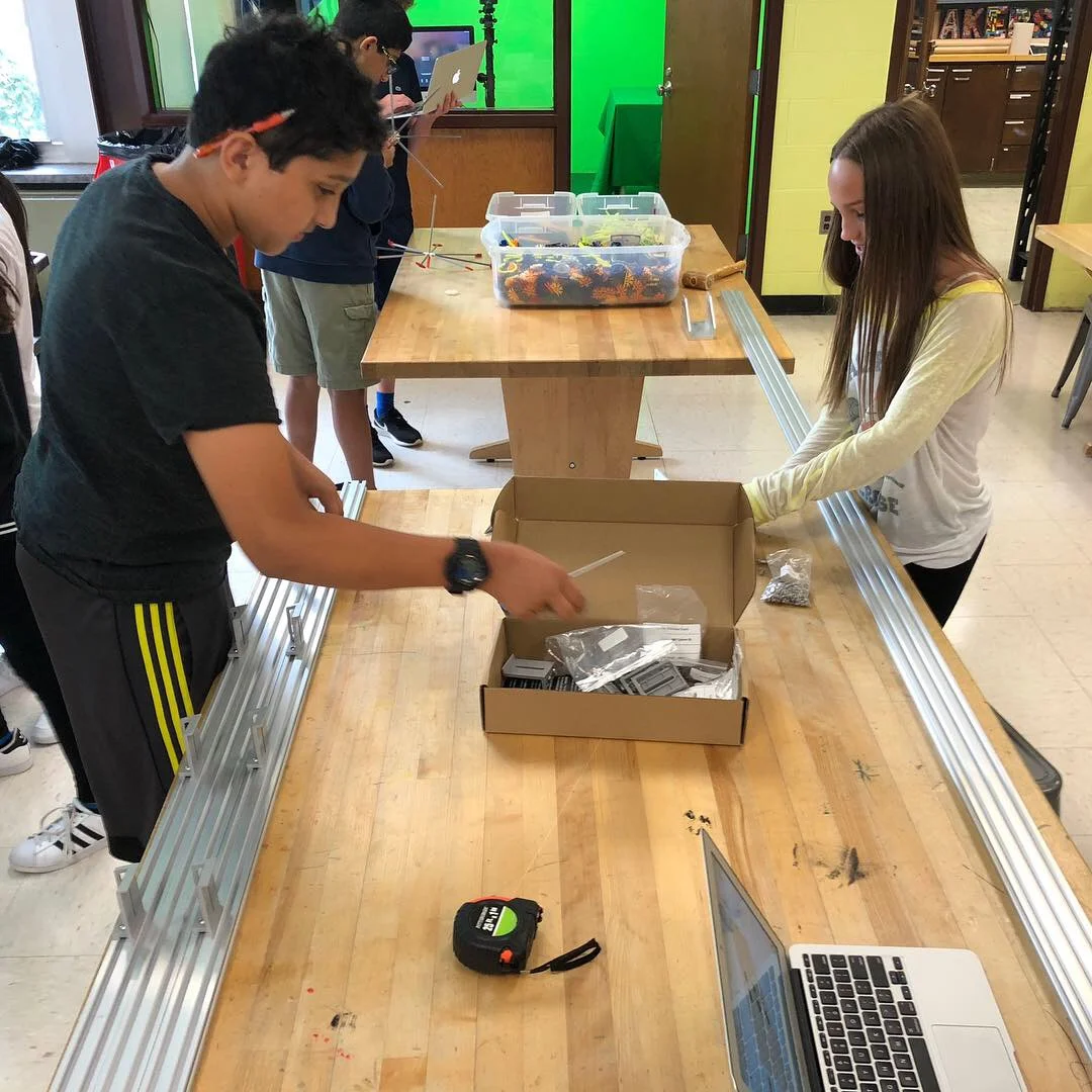 Students assemble the tracks