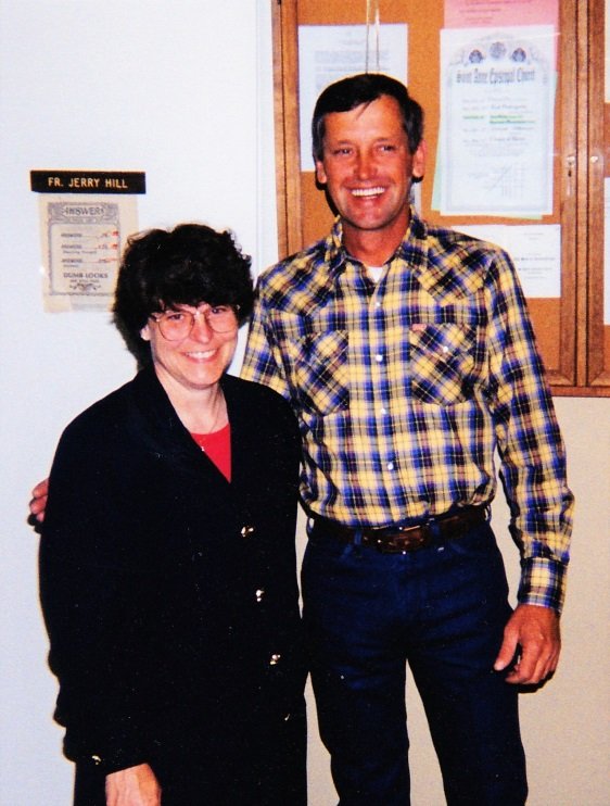   This picture was taken of Woody and Tom in 1997, soon after Woody came to work for us. Tom is a marvelous handyman and did many carpentry and plumbing jobs for us over the years when Aspects Ministries owned the Chapel.     Thank you, Tom!  