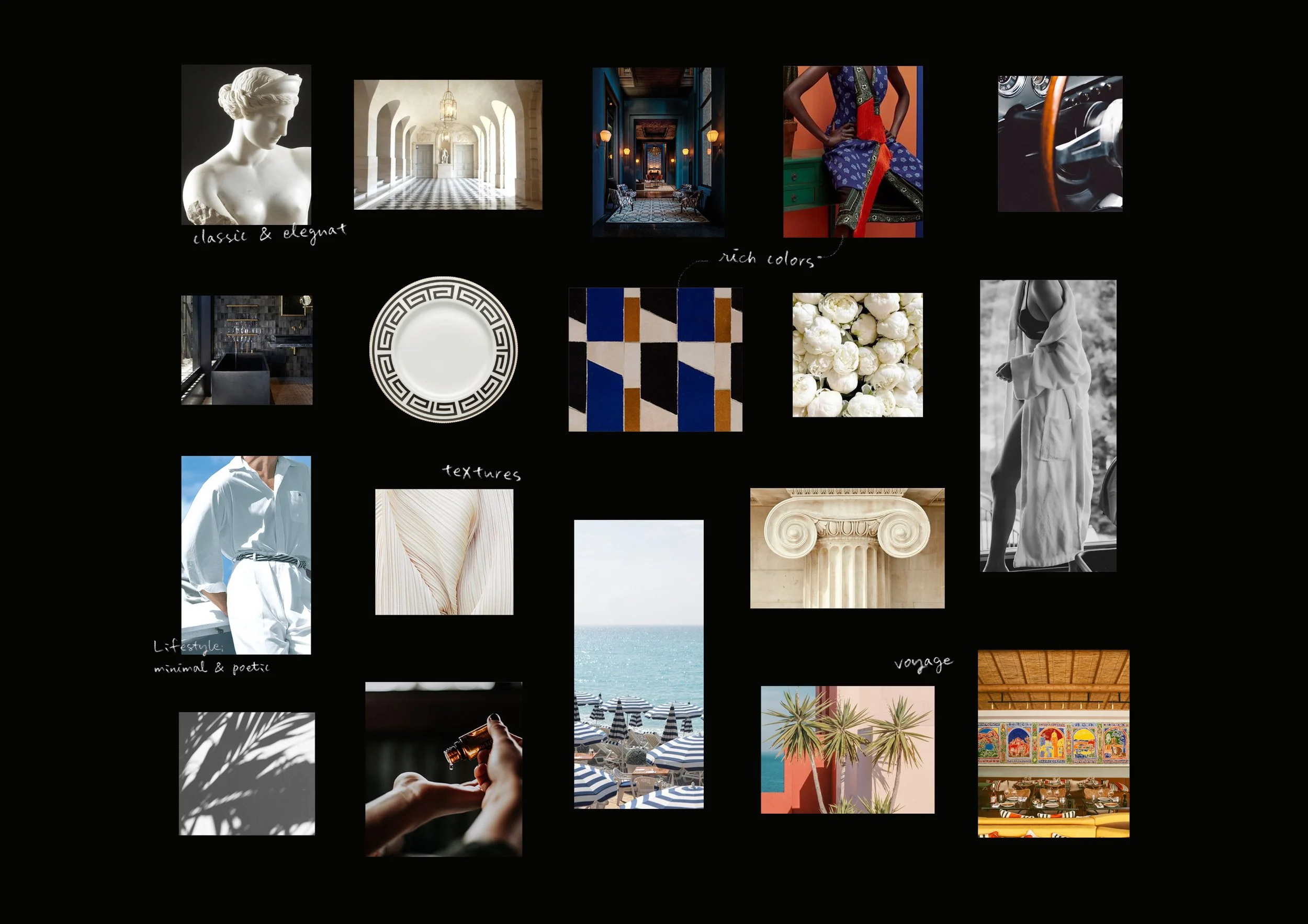 Creative direction mood board for Novo Palazzo