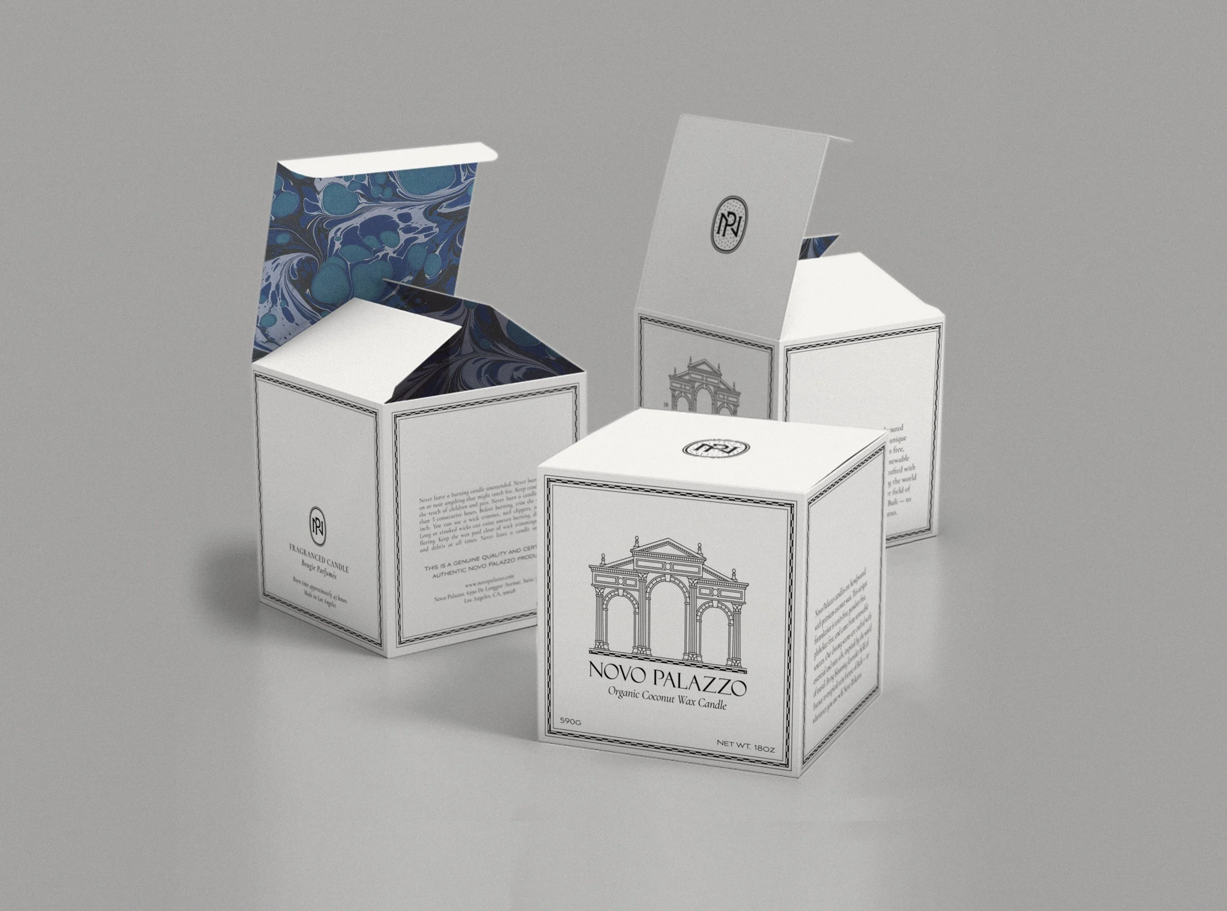 Luxury candle package design for Novo Palazzo