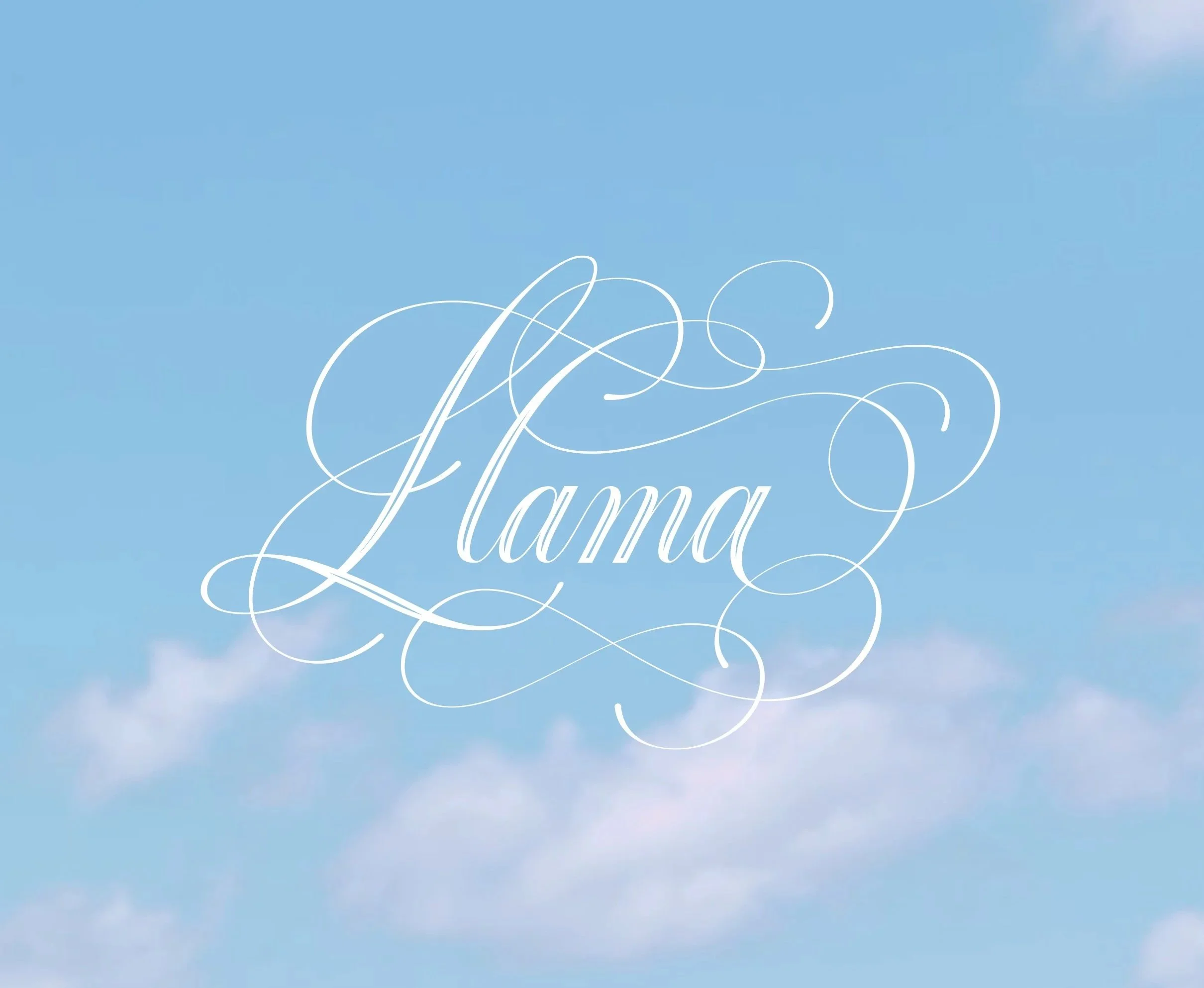ornate custom lettering "Llama" for movie title
