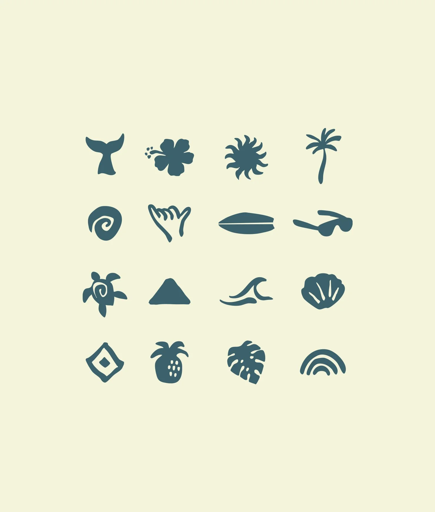 icons inspired by daily life of Hawaii