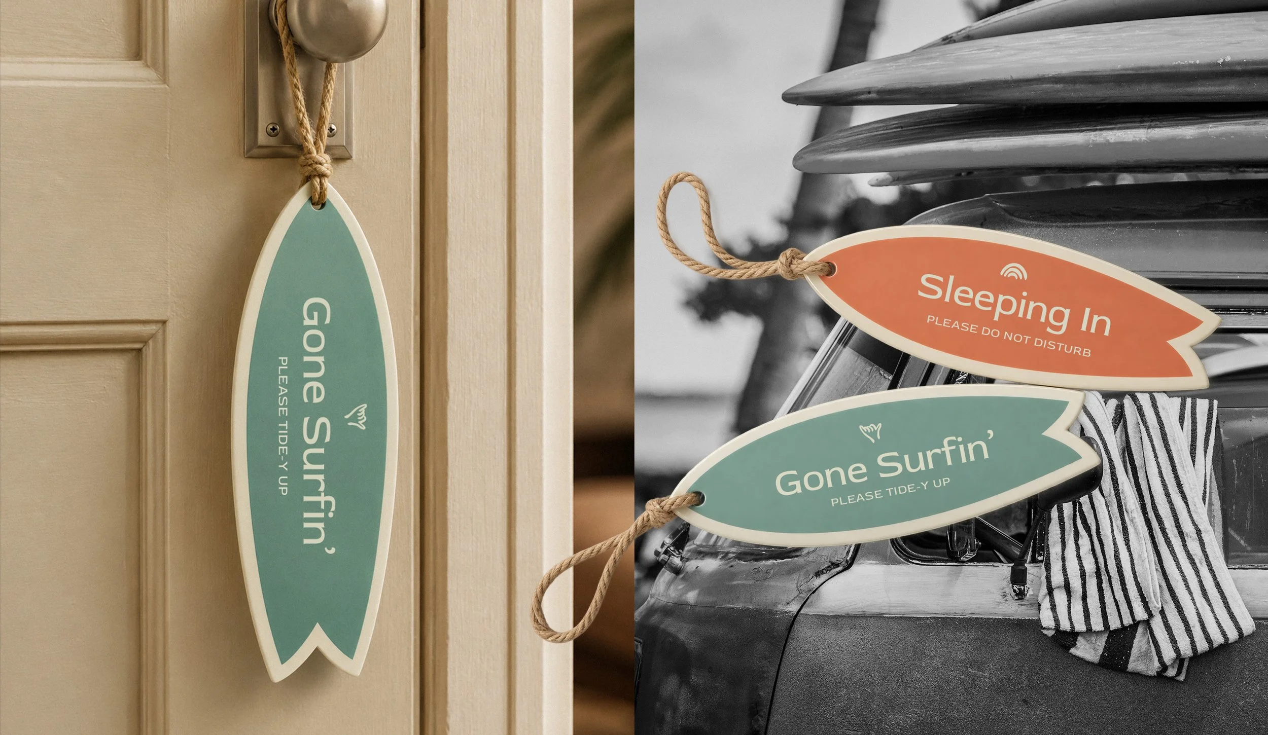 surfboard inspired Hawaii boutique hotel DND sign design