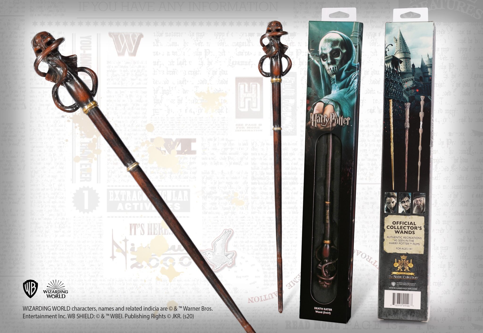 Ollivander's Death Eater Swirl Wand 14" Wizarding World Harry Potter Noble 