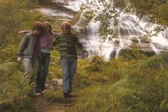 Harry, Ron and Hermione by Waterfall.jpg