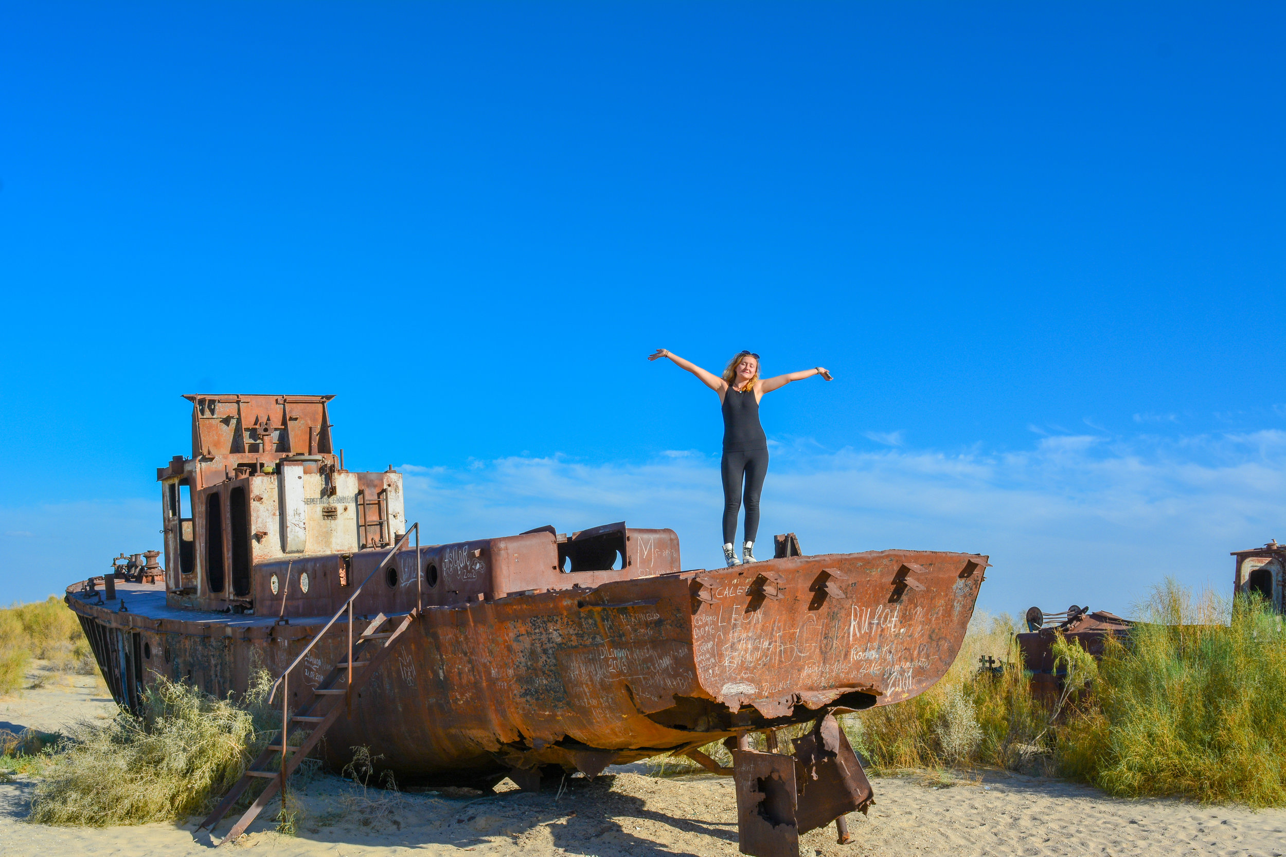 ...Finding boats in the Uzbekistan desert...