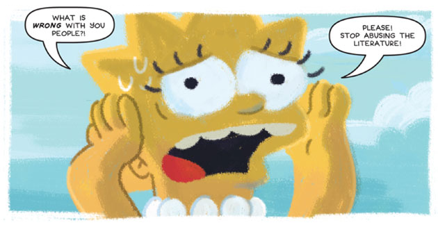 From “Lisa’s Lending Library,” The Wonderful World of Lisa Simpson , art by Kassandra Heller