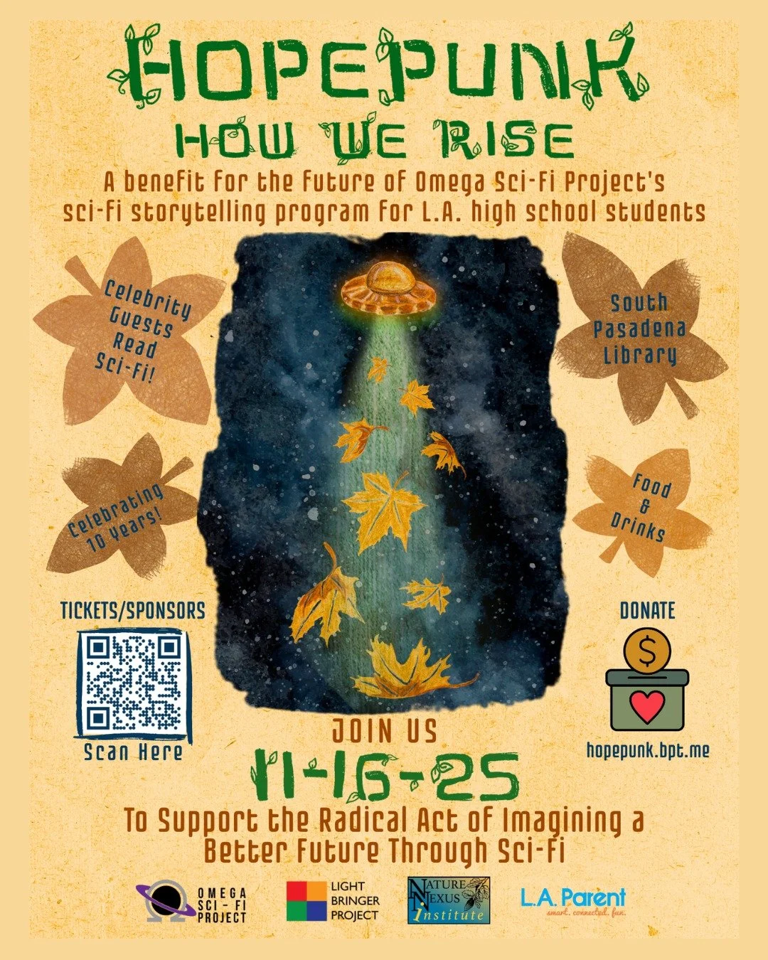 Join Omega Sci-Fi Project for an out-of-this-world evening benefitting the sci-fi writers of the future! ✨🚀

Omega Sci-Fi Project uplifts students&rsquo; voices at a time when creative expression is under attack. In celebration of 10 years of Omega 