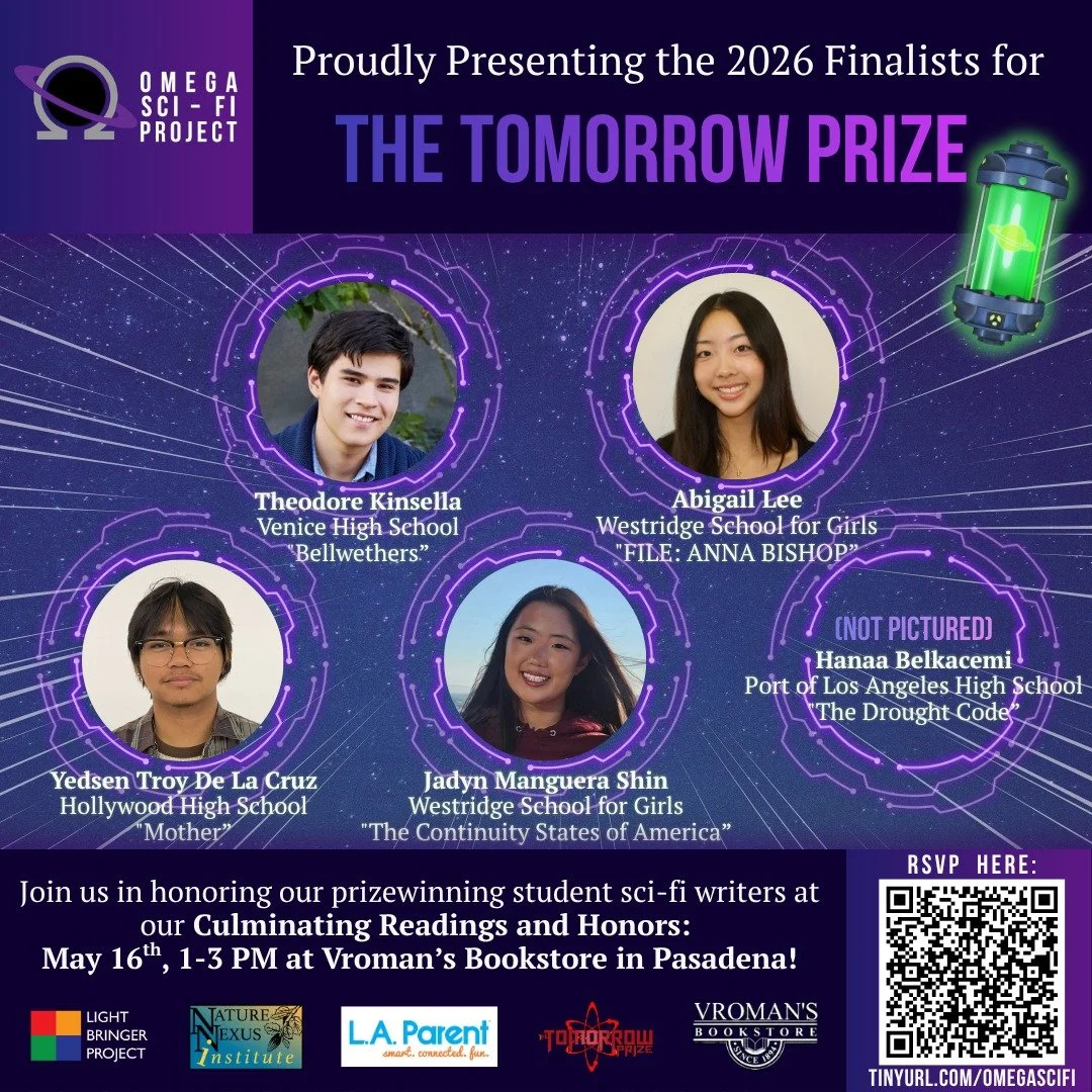 I'm delighted to announce the finalists and honorable mention honorees for the Omega Sci-Fi Project's 2026 Tomorrow Prize. These talented young writers knocked our socks off with their vision of the future.

Come celebrate them-- and hear their stori