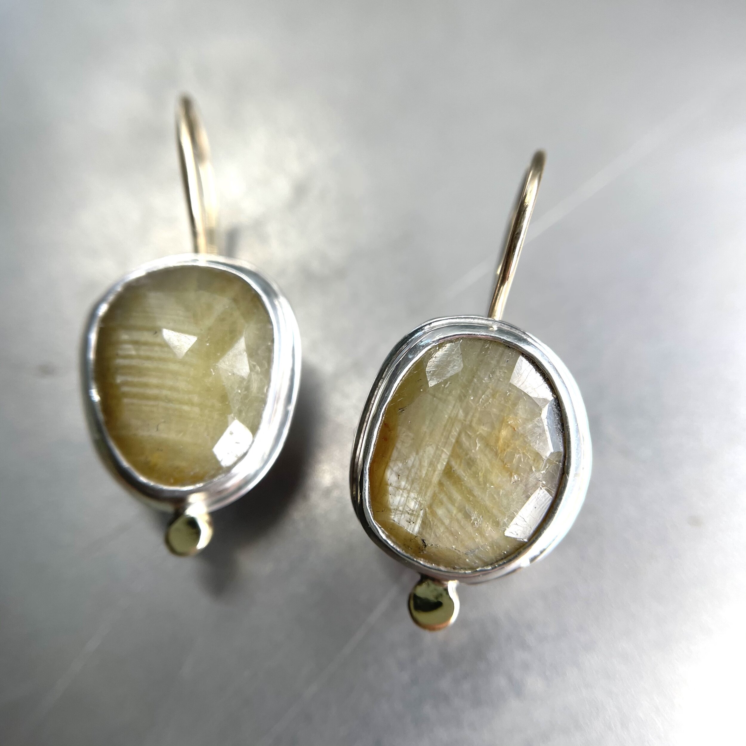  Gold and Sterling yellow sapphire earrings.  ©CRose2022 