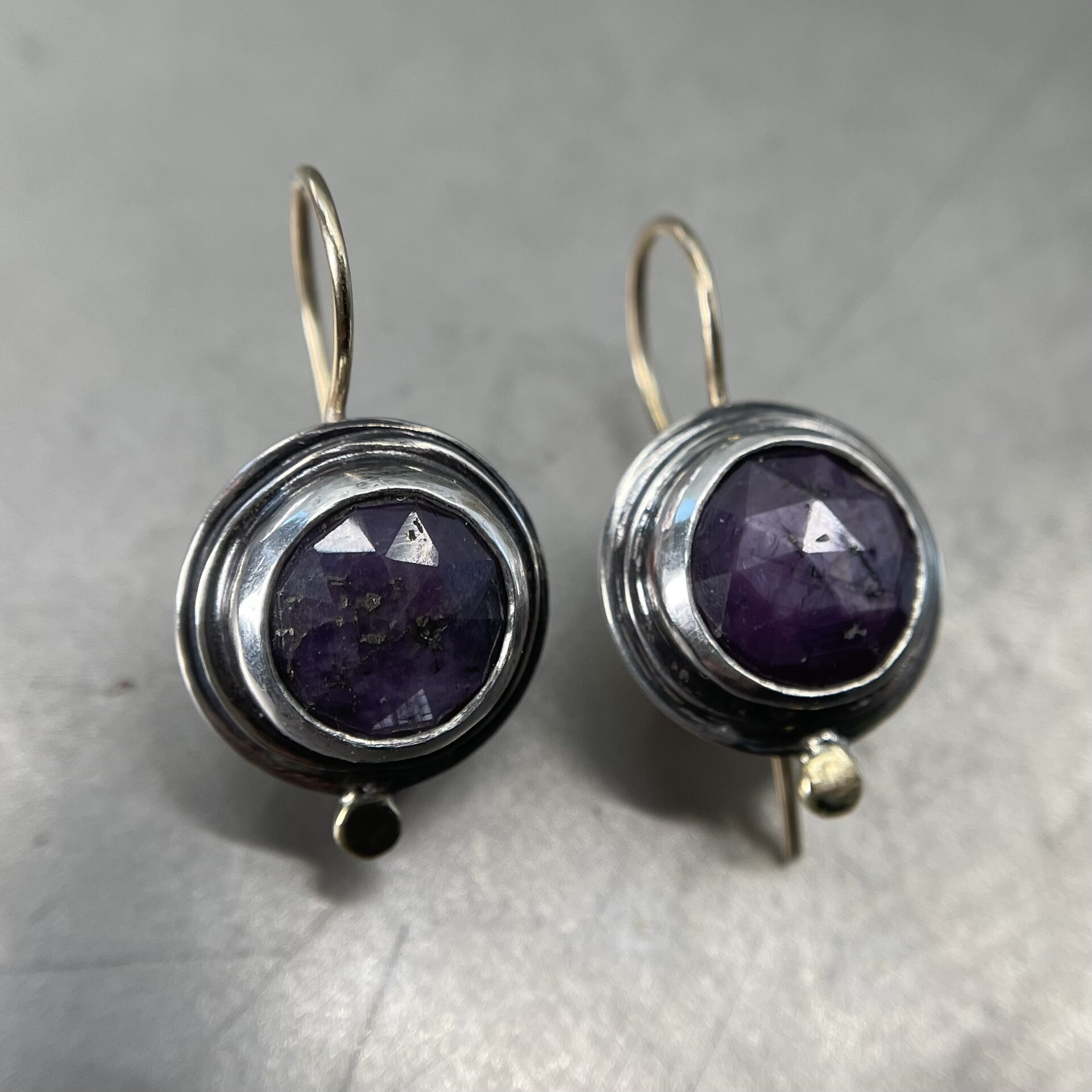  Purple Sapphire Earrings  with Sterling and 14k Gold ©CRose2022 