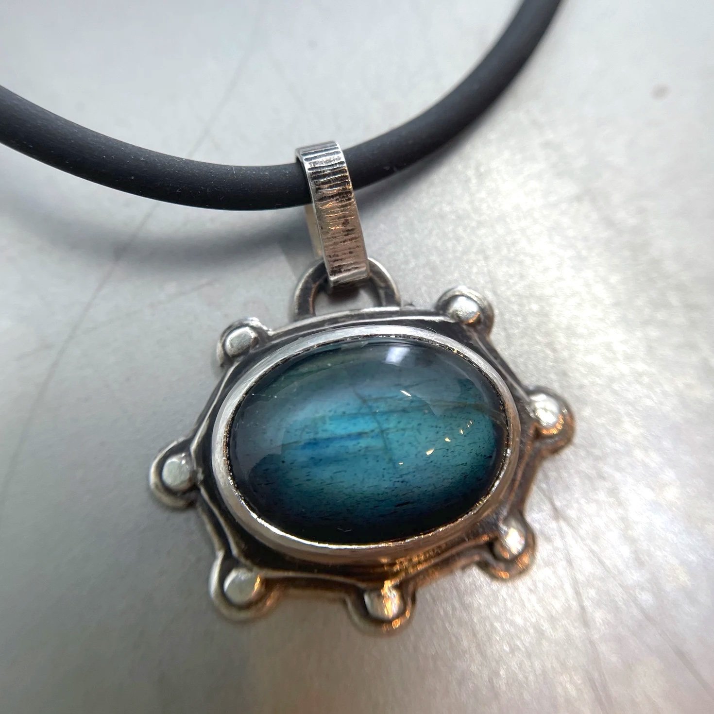  One of a Kind Pendant Labradorite and Sterling ©CRose2022 