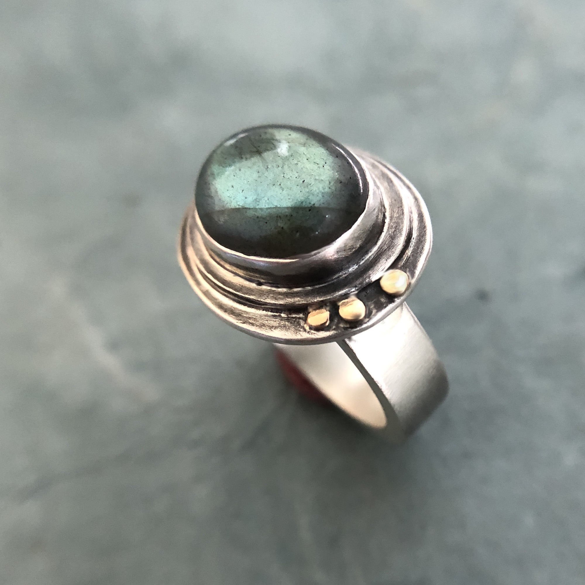 One of a Kind Ring Labradorite and Sterling ©CRose2022 