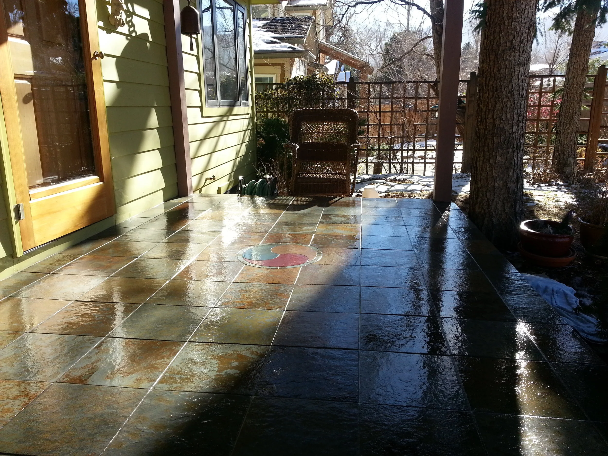 Slate front porch waterproofed with red gard and sealed with Aqua Mix Sealer's Choice Gold in Boulder.