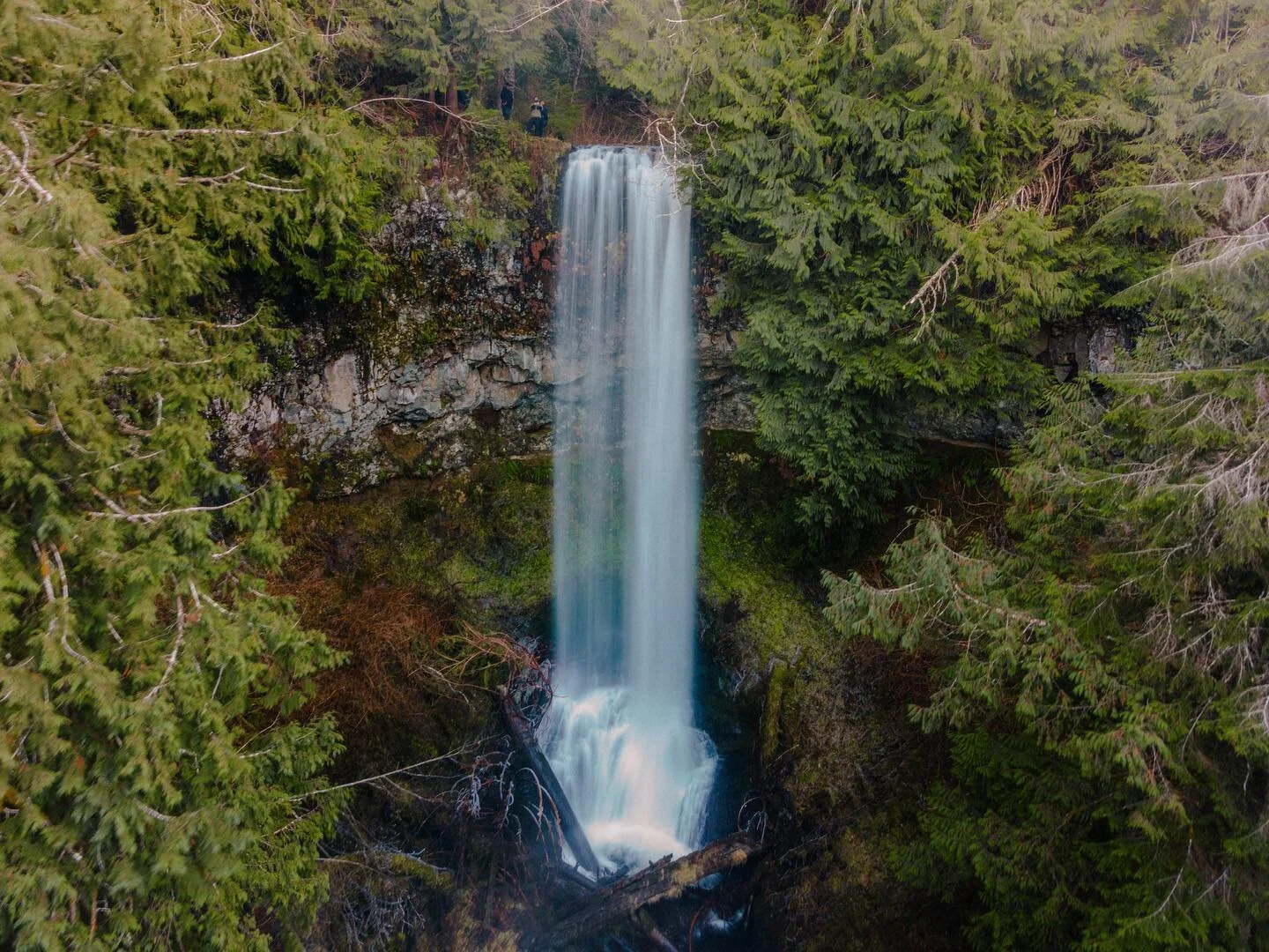 A new favorite capture of a spot near and dear to my family. Sent the drone off the top&hellip; you can spot us watching at the edge!