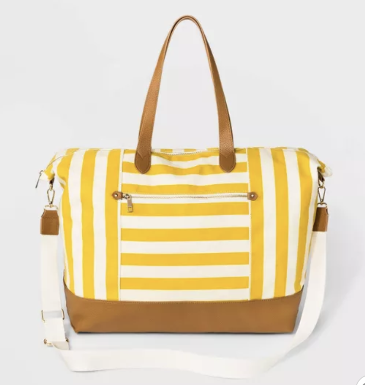 Yellow Striped Weekender Bag