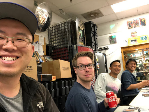 The Mythic Markets team drafting at Friday Night Magic