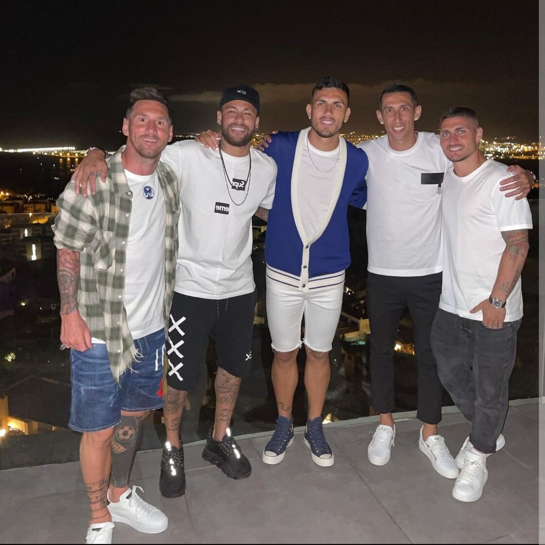 Messi hanging out with his future PSG teammates a week before his Barca renewal collapsed