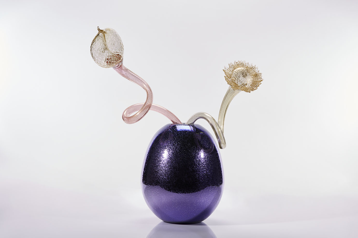 Silvered Purple Ikebana with Gilded Stems, 2012
