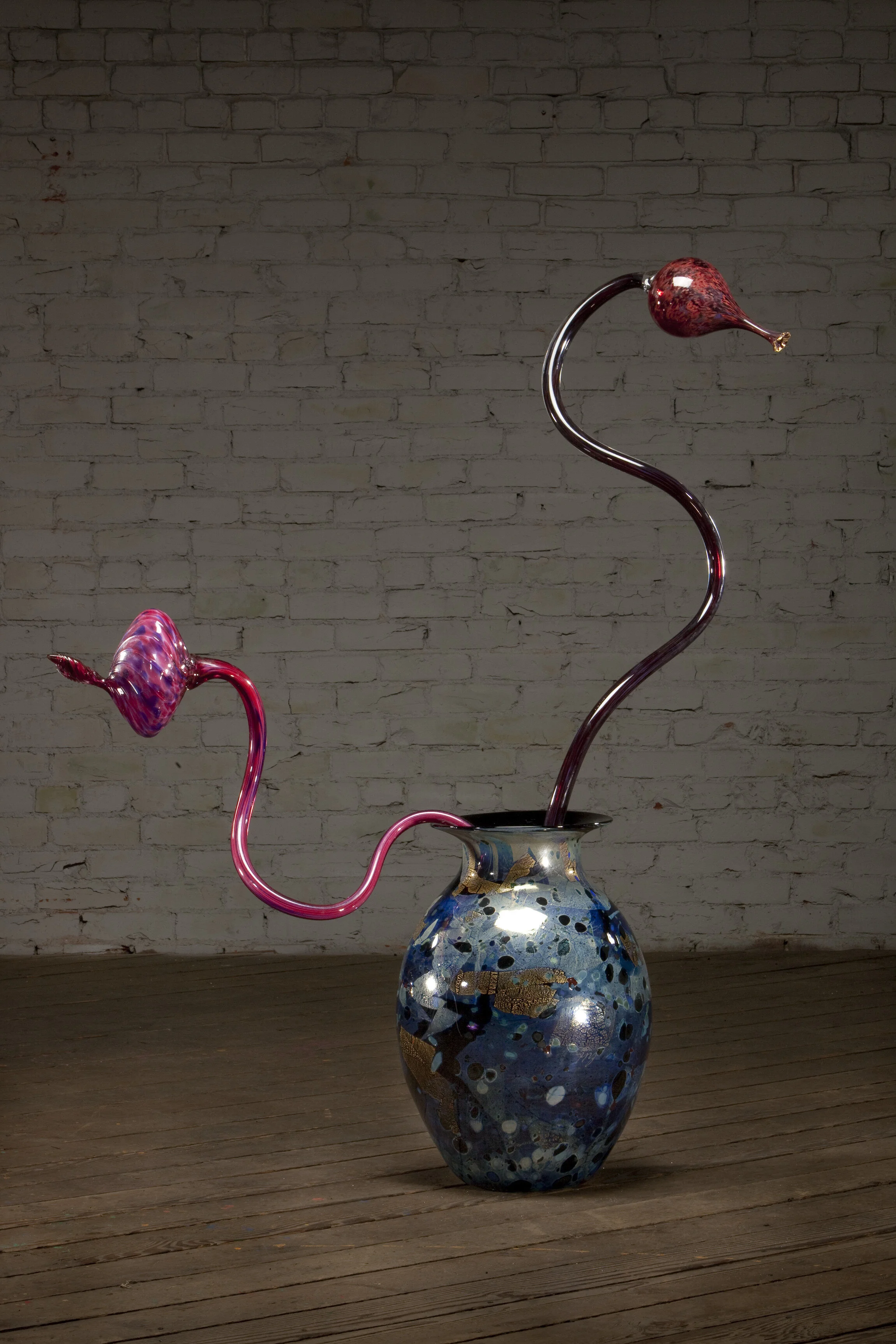 Gilded Cobalt Ikebana with Magenta Stems, 2000 
