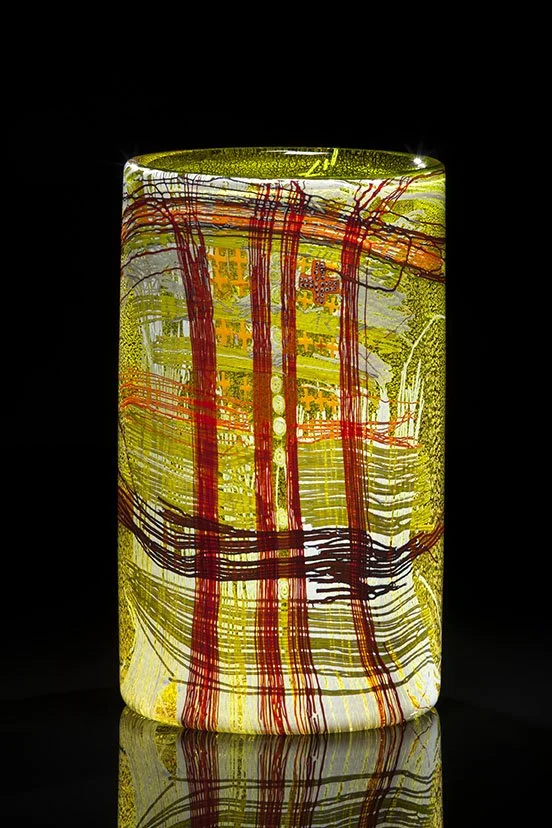 Transparent Olive Cylinder with Drawing,  2012