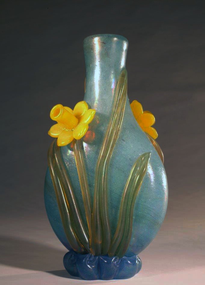 Iridescent Bubble Glass Daffodil Vase, 2017