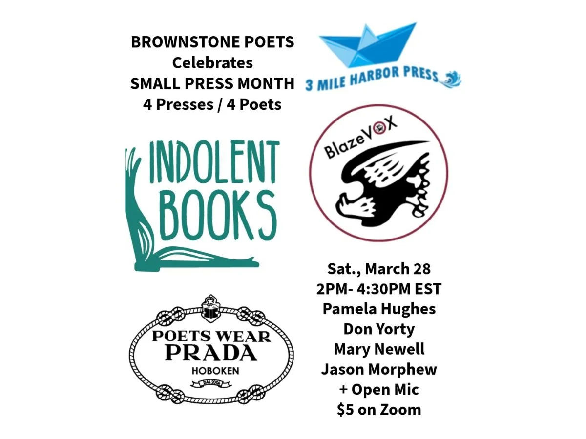 ZOOM - BROWNSTONE POETS Celebrates SMALL PRESS MONTH 4 Presses / 4 Poets