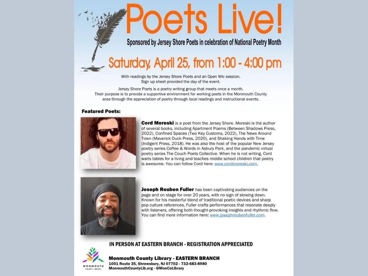 SHREWSBURY - Jersey Shore Poets: Poets Live!