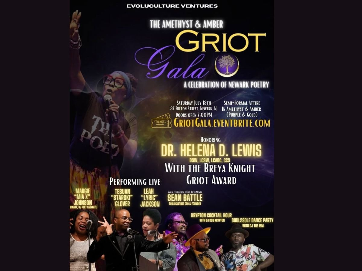 NEWARK - EVOLUCULTURE: Amethyst &amp; Amber Griot Gala A CELEBRATION OF NEWARK POETRY