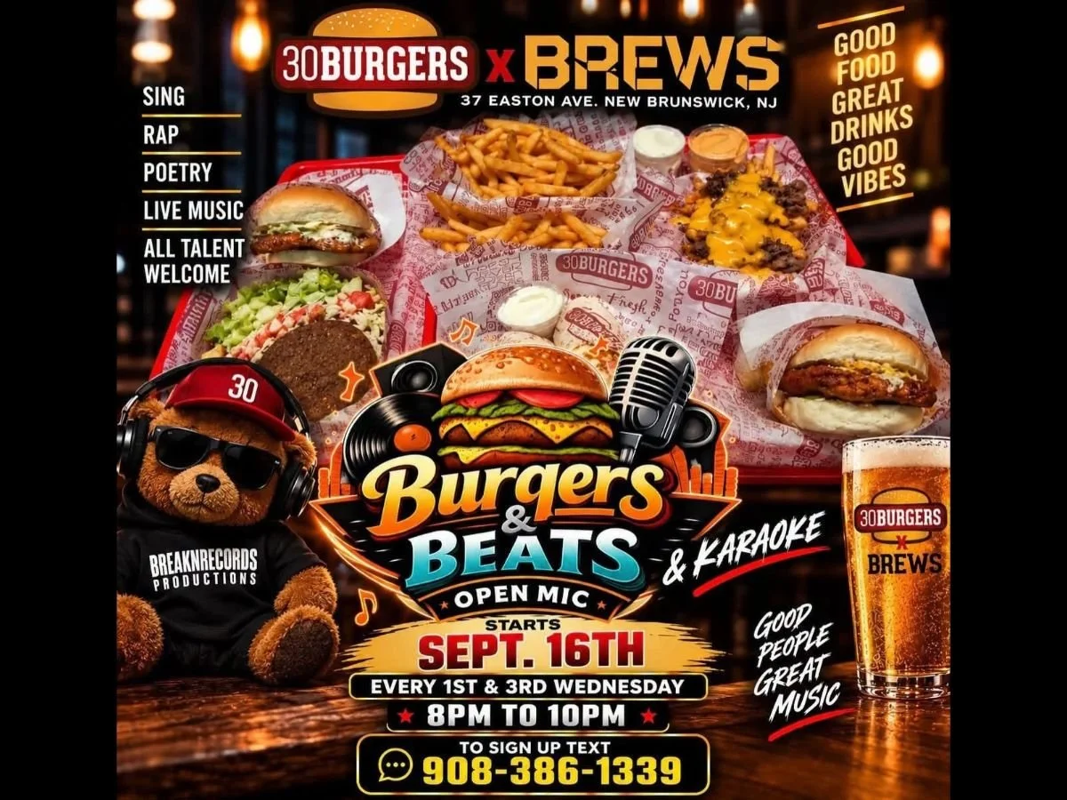 NEW BRUNSWICH - 3OBURGERS X BREWS: Burgers BEATS OPEN MIC