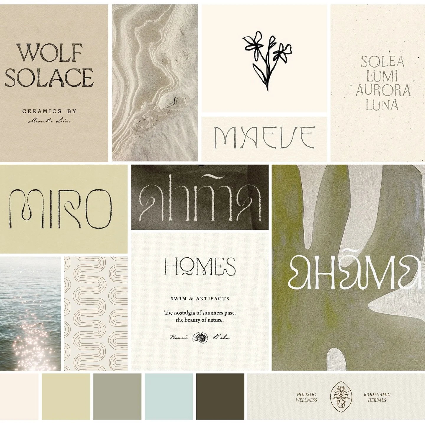 earthy textures, sun-faded palettes and letterforms that dance between structure and flow. 
this direction feels rooted yet soft - a little nostalgic, a little wild and quietly full of magic ✨
can’t wait to bring this brand together 🤍
#crea
