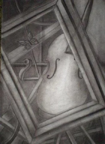 Violin Frame (Charcoal and pastels, 2007)