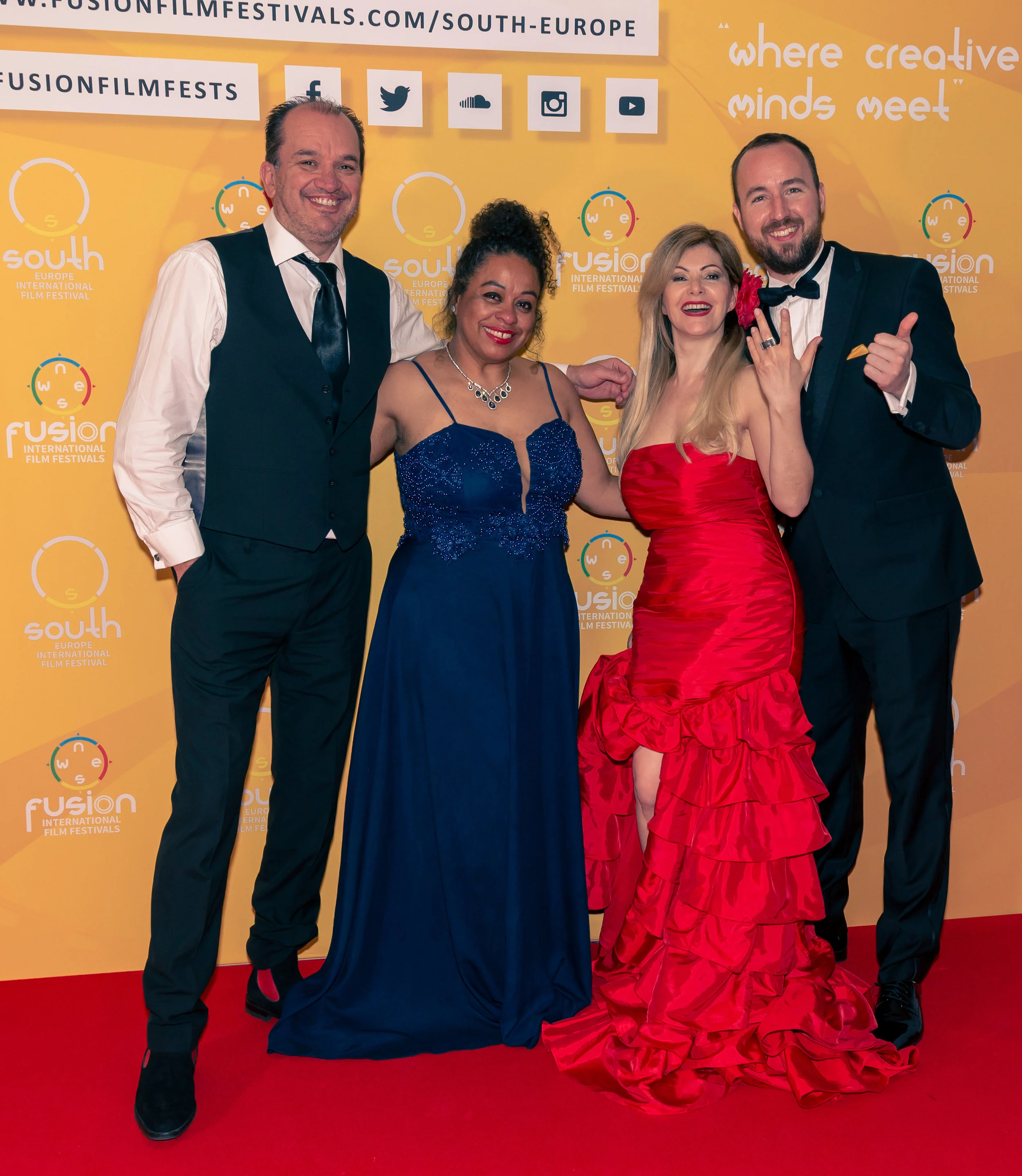 Steve Grossmith, Tania Rodrigues, Hanni Bergesch, and Dan Hickford at the South Europe International Film Festival in Valencia on May 11, 2019 | Courtesy of Stuart Watson