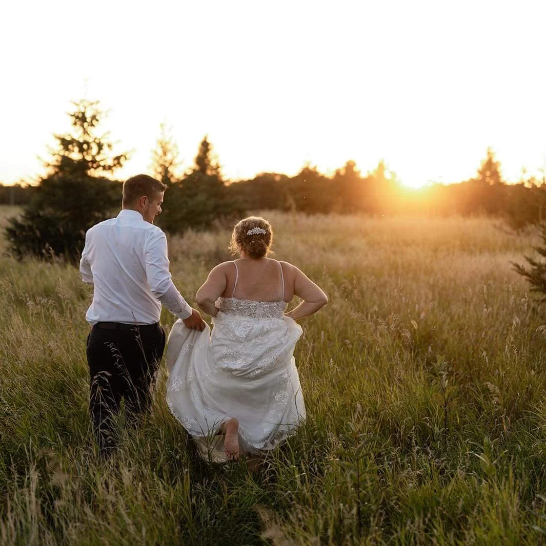 Bride & Groom in the outdoor peaceful prairie at Adler Ranch Minneapolis area wedding venue, wedding location MN
