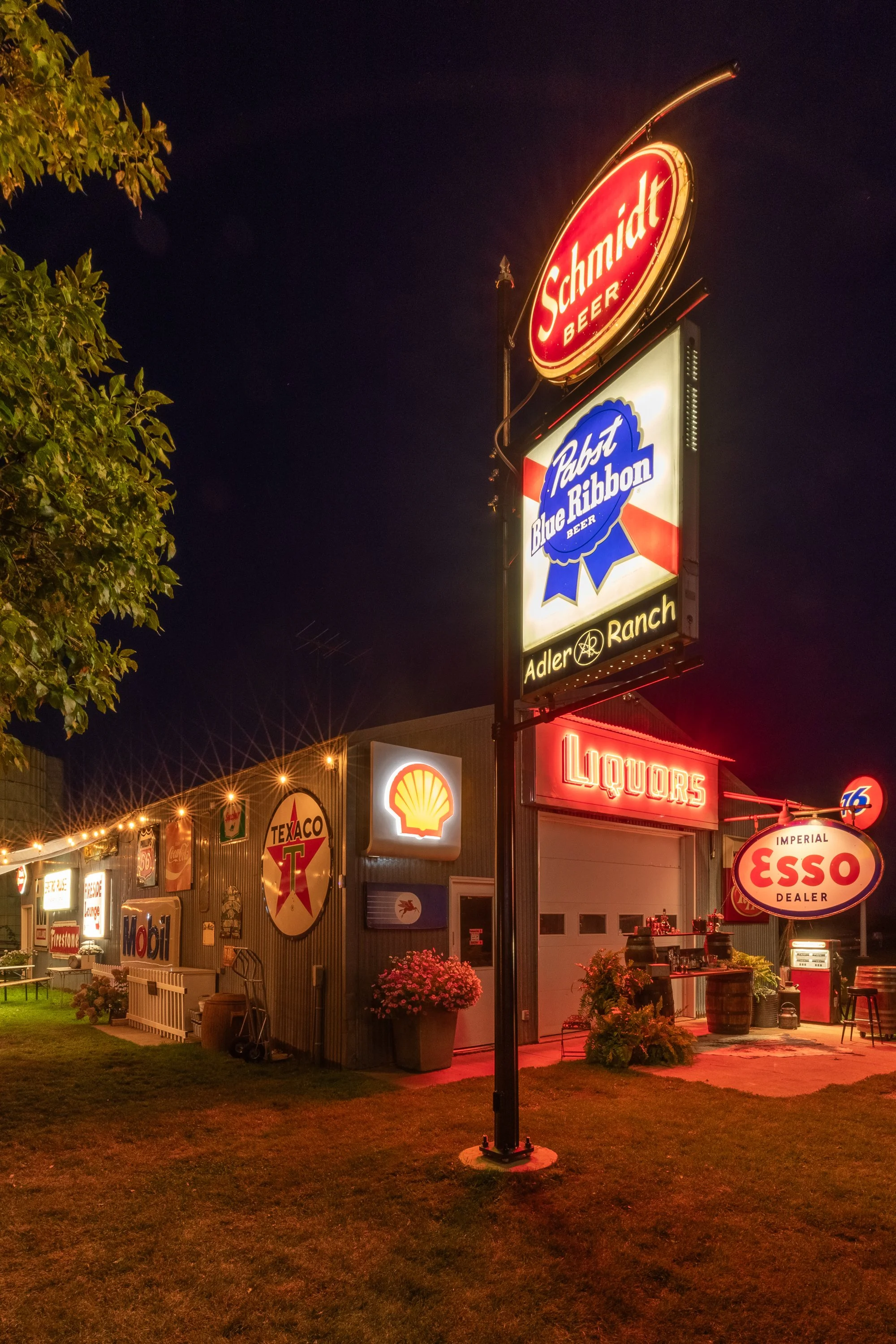 Lighted signs at Adler Ranch