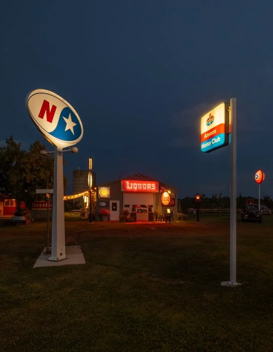 Lighted signs at Adler Ranch