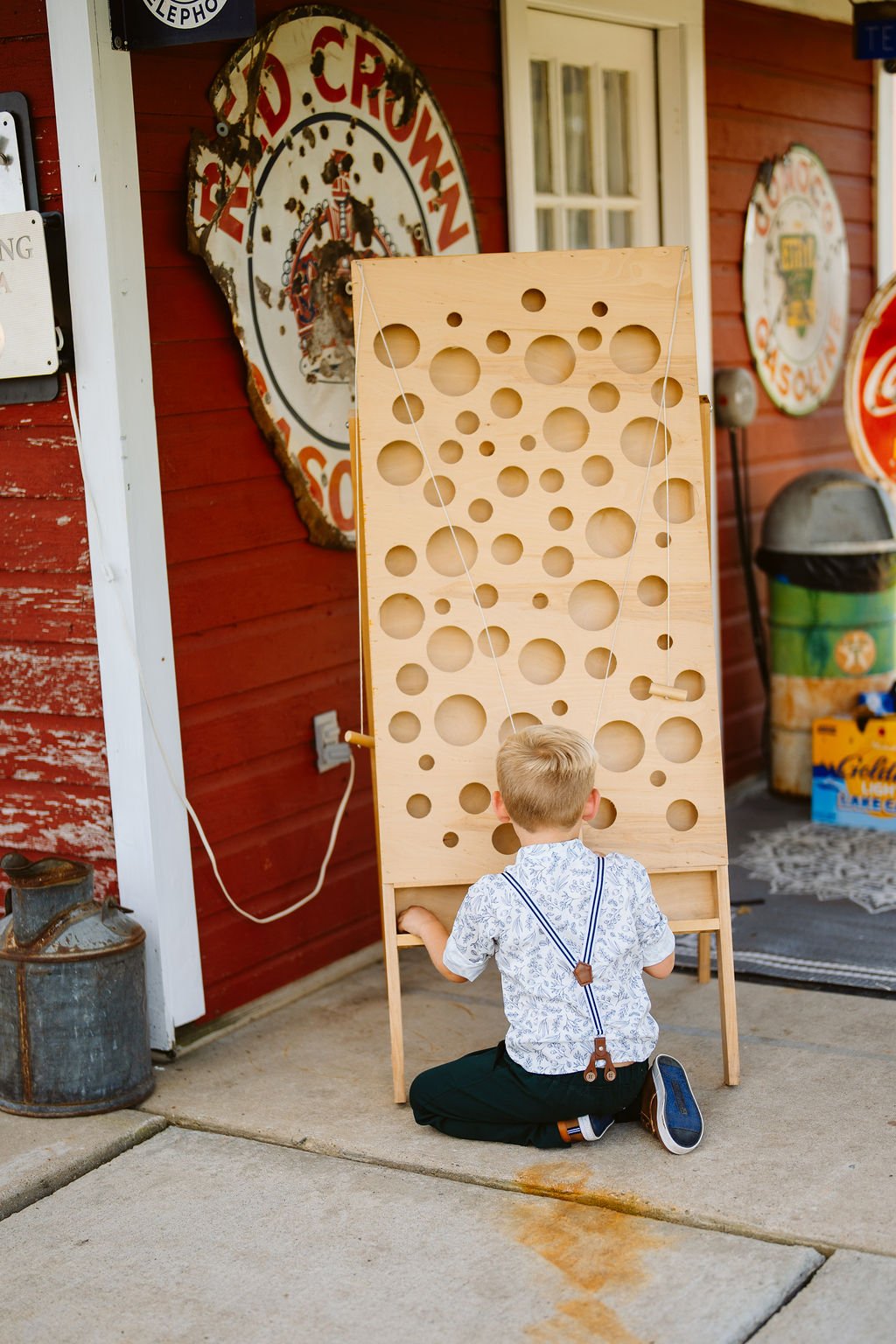 Child playing yard game