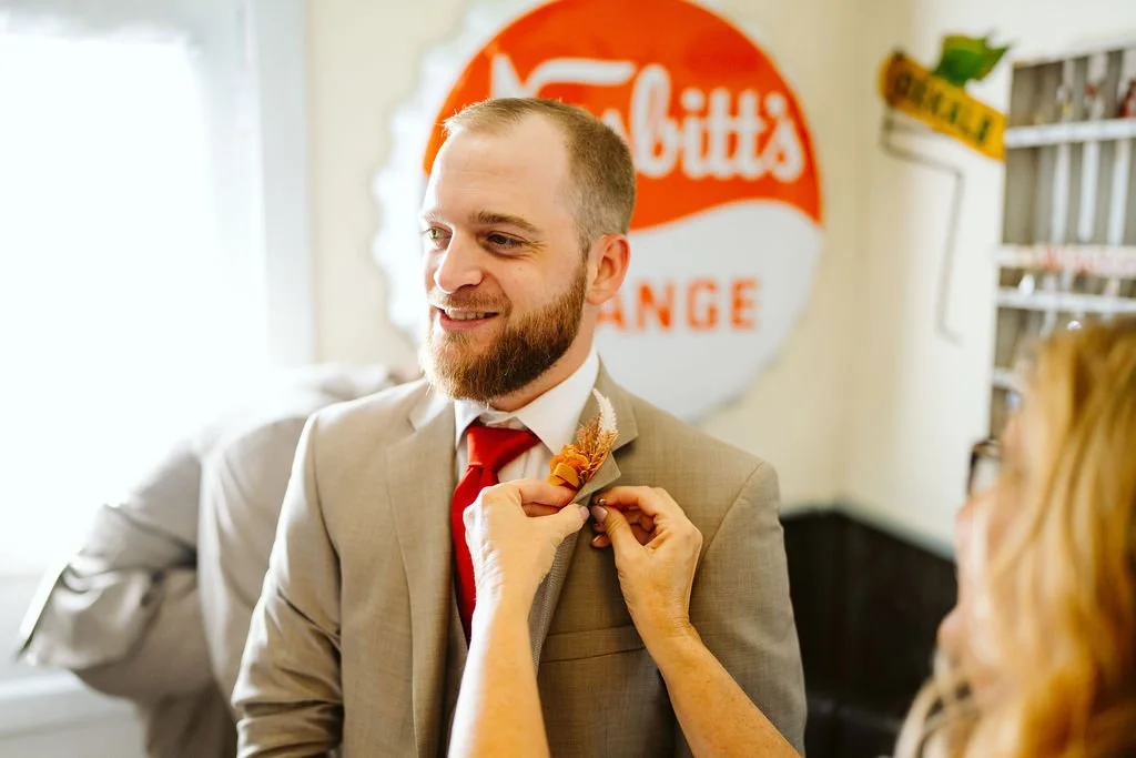Groom prepping for wedding