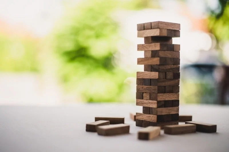 Photo of Giant jenga game, with blocks that can be written on for alternative wedding guestbook ideas
