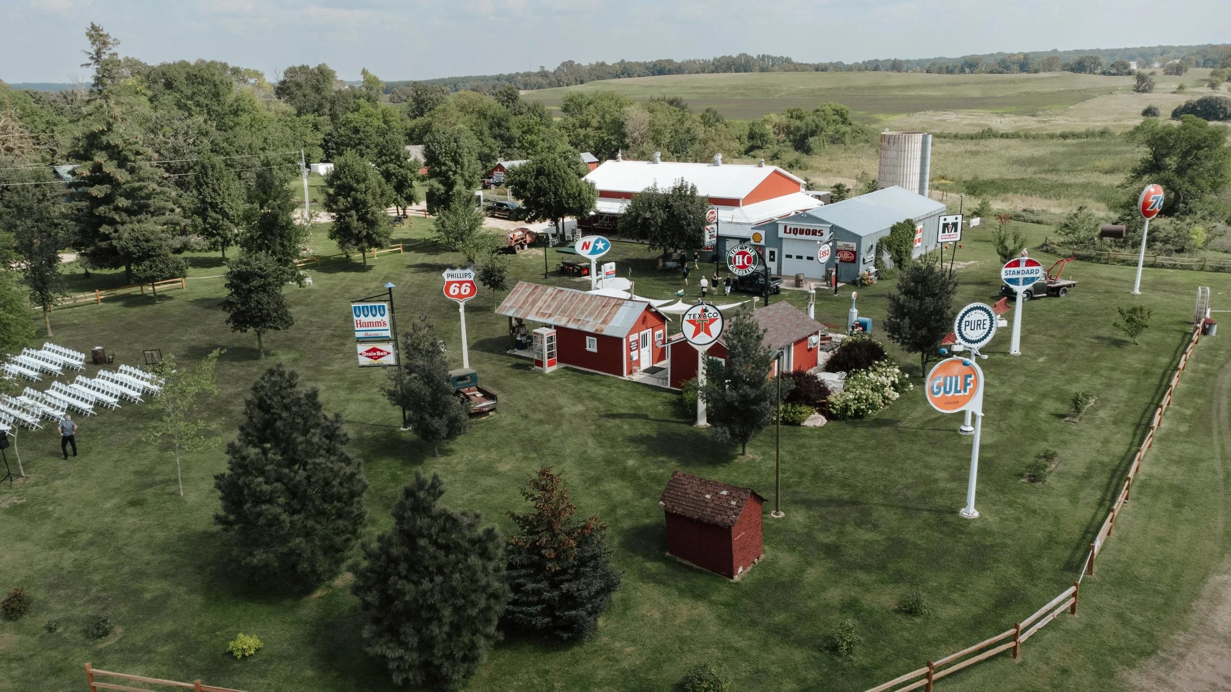 Overhead view of Adler Ranch wedding venue, structured outdoor garden wedding venue for easy weddings