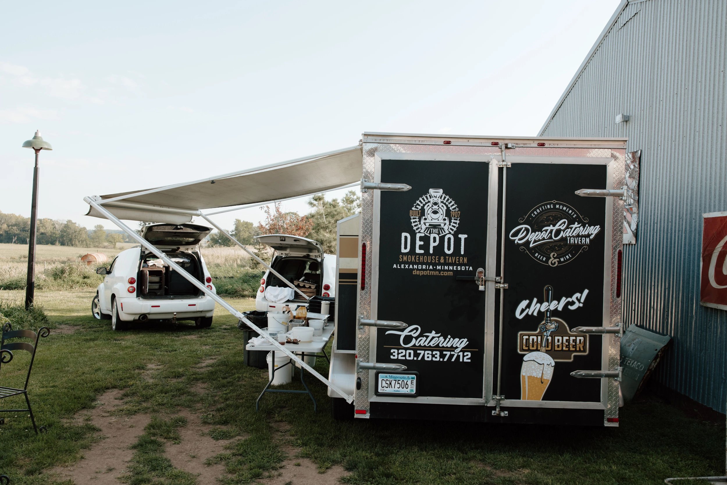 Photo of The Depot Smokehouse & Tavern Catering insulated trailer at MN Wedding Venue Adler Ranch located near Alexandria MN