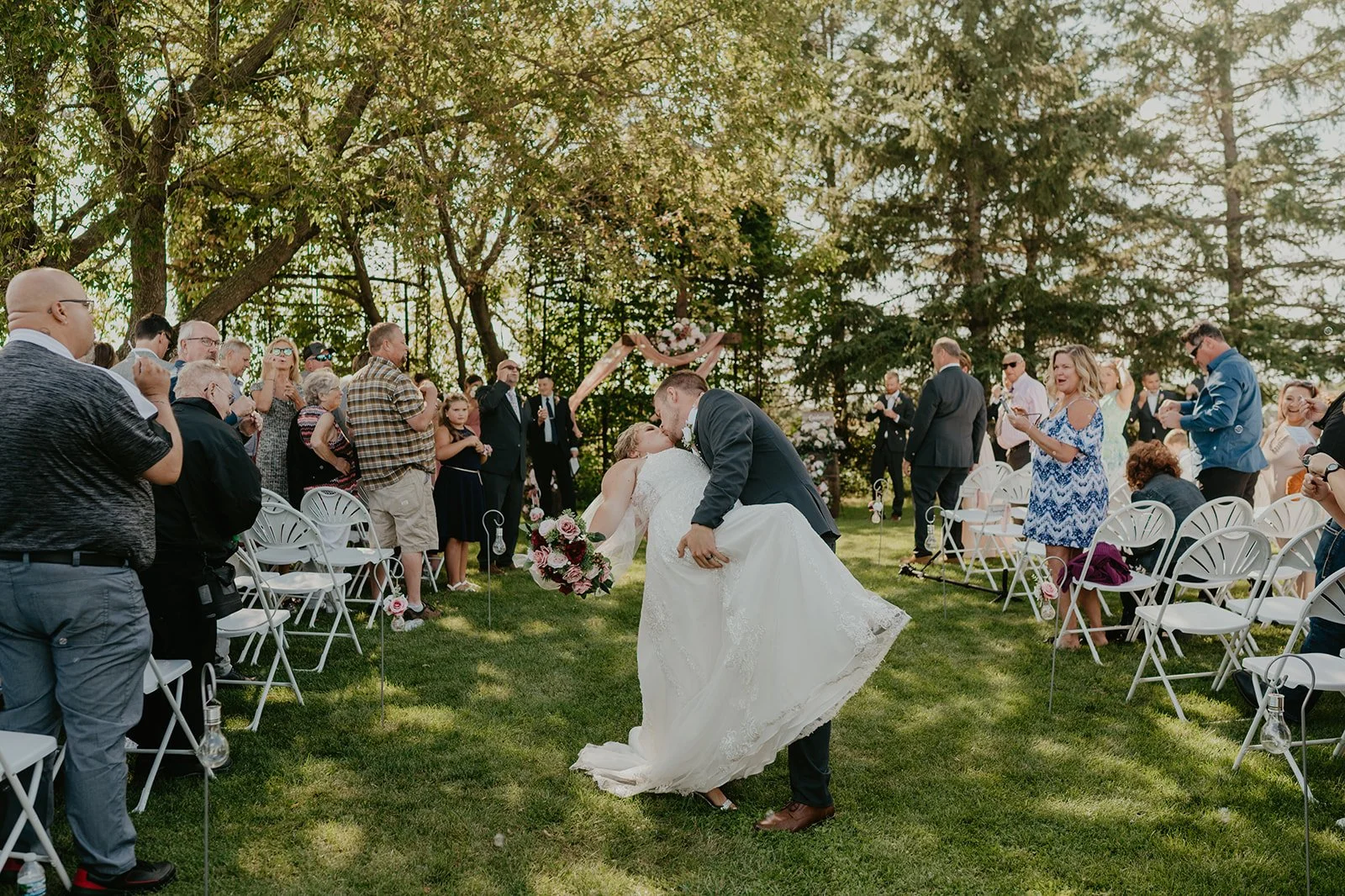 Newlyweds just after getting married at Adler Ranch Wedding Venue