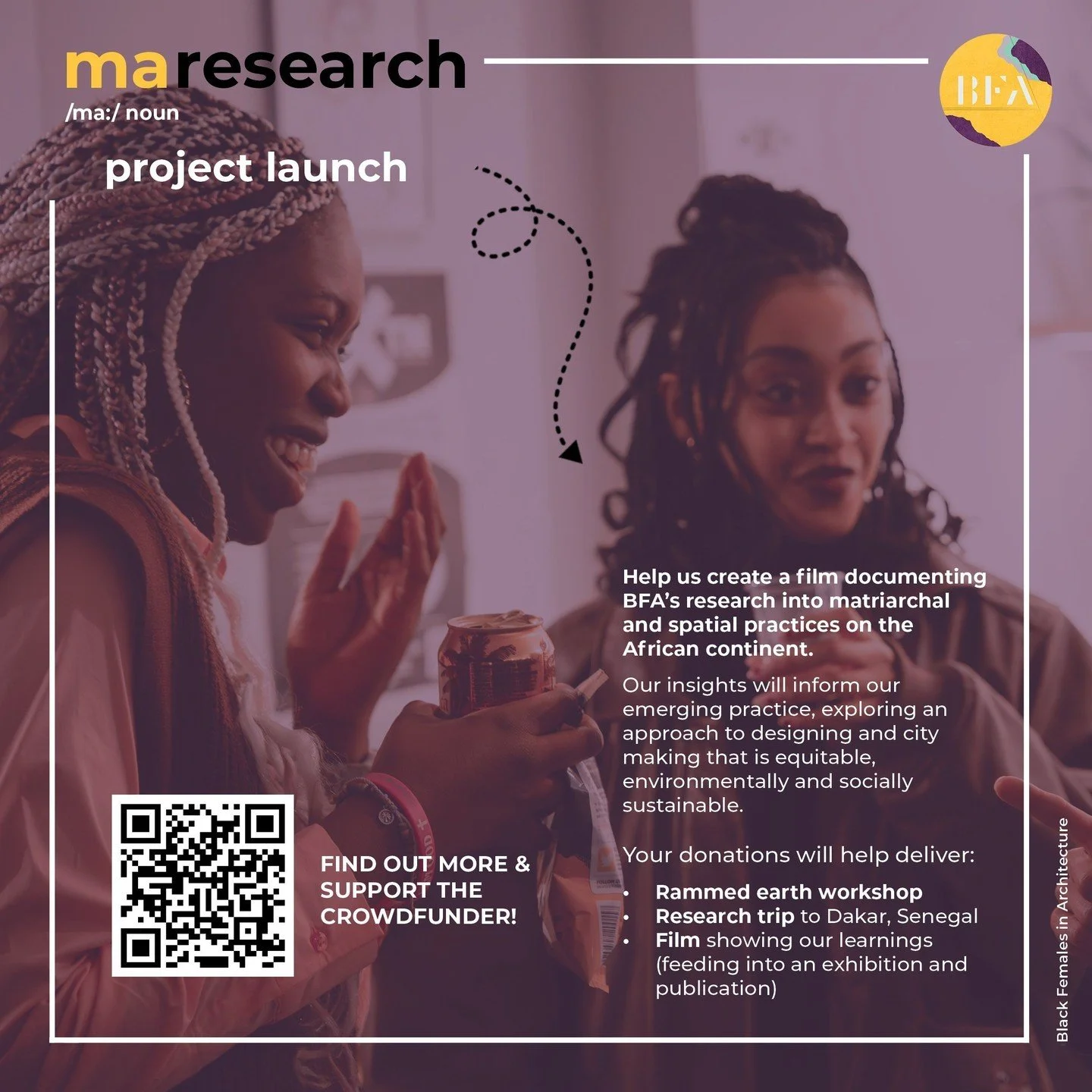 Our Crowdfunder: Looking Back to Look Forward. We have less than 3 weeks left to raise &pound;20,000 to create a film documenting BFA&rsquo;s research into matriarchal and spatial practices on the African continent.
.
Please support and share far and