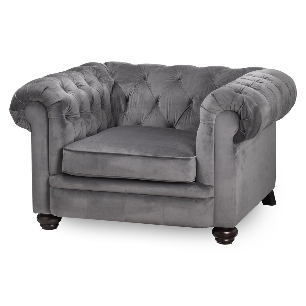 grey velvet chesterfield chair — luxudore interiors